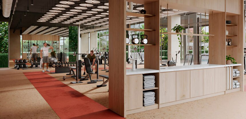 Fitness centre with panoramic windows