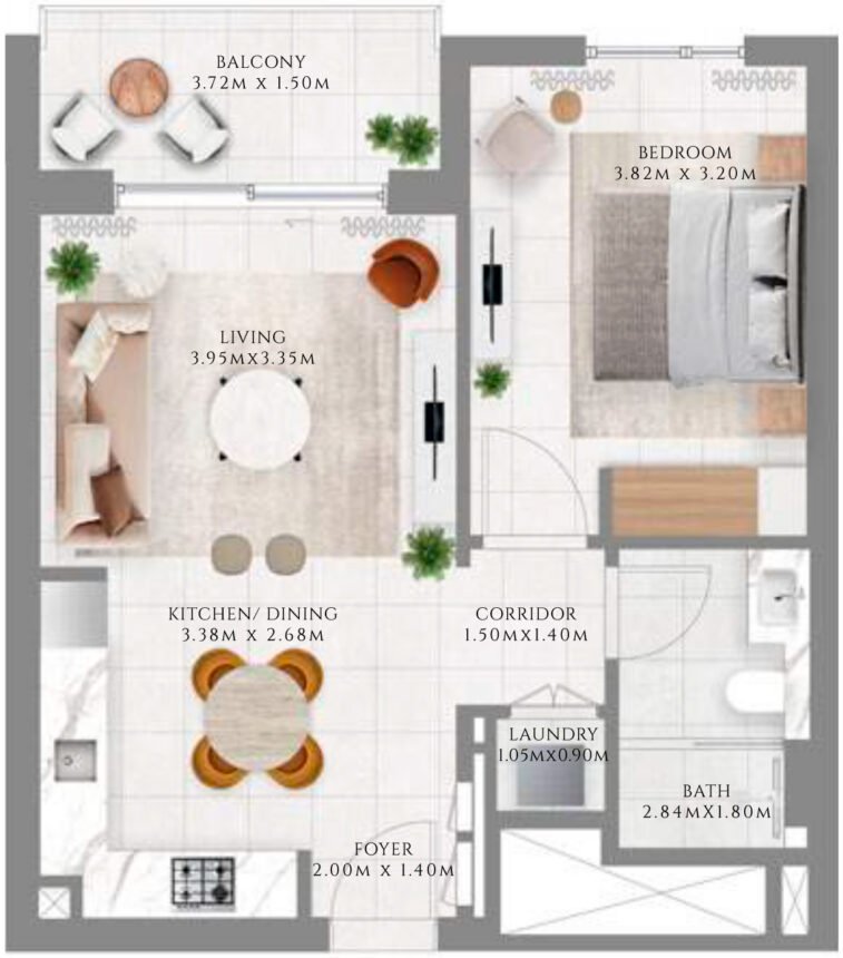 Floor Plans of Park Lane - 1 Bedroom Apartments