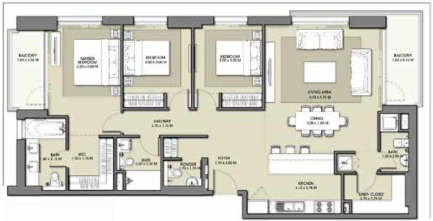 Floor Plans of Park Point - 3 Bedrooms Apartments