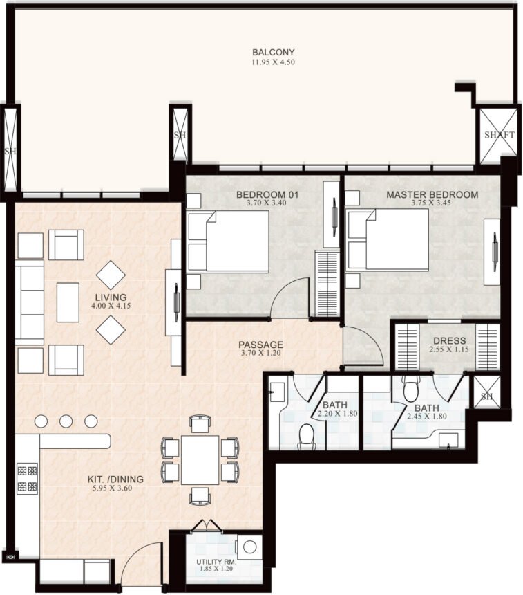 Планировки Pinnacle - 2 спальни Апартаменты