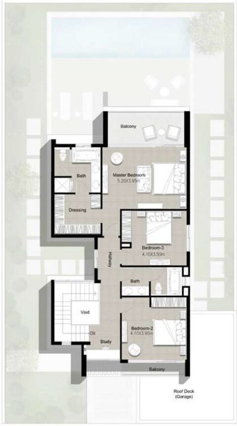 Floor Plans of Sidra 3 - 3 Bedrooms Villas
