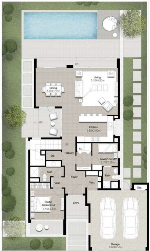 Floor Plans of Sidra 3 - 4 Bedrooms Villas