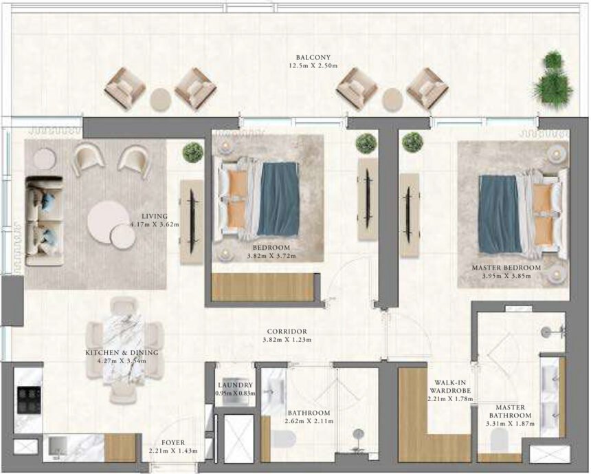Floor Plans of Vida Residences Club Point - 2 Bedrooms Apartments