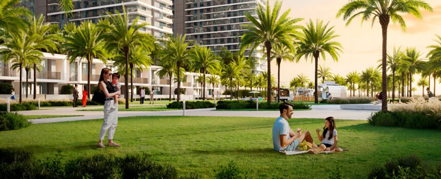 Park with landscaped paths