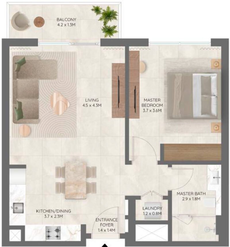 Floor Plans of Palace Residences - 1 Bedroom Apartments