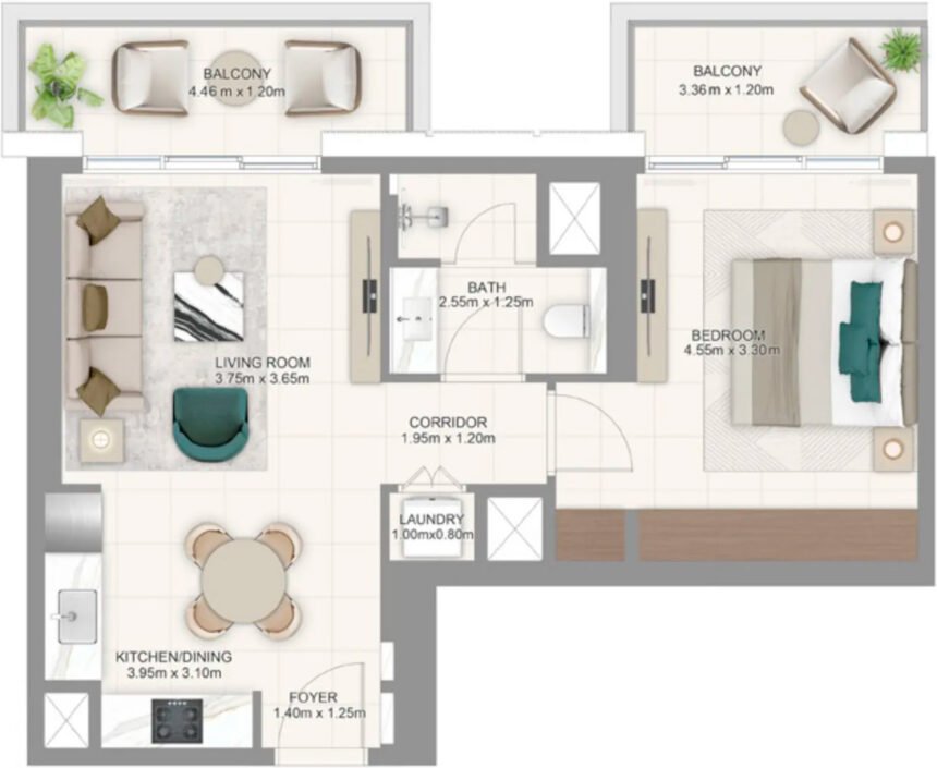 Планировки Parkland - 1 спальня Апартаменты